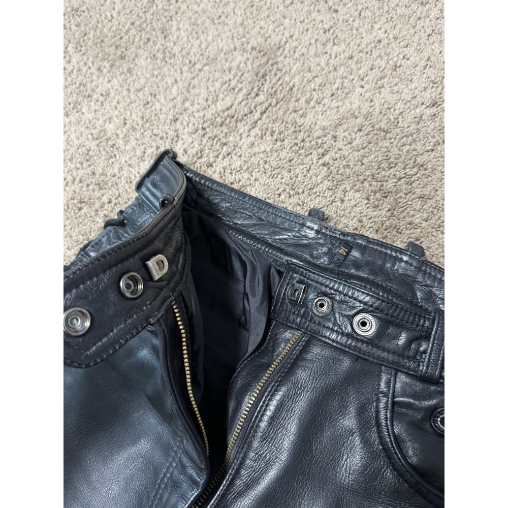 Vintage Harley Davidson Leather Pants Womens 14 Moto Braided Chaps Biker 80s 90s - Picture 9 of 11